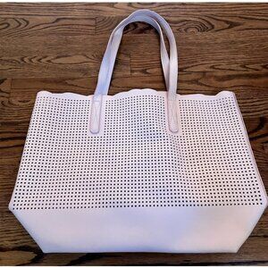 NEIMAN MARCUS Blush Pink Tote Shopper Shoulder Bag Mesh Cut Out Large Purse